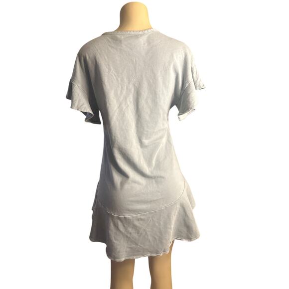 Women XS Anthropologie Saturday Sunday Odette Blue Ruffle Slv Shift Knit Dress - Picture 4 of 6